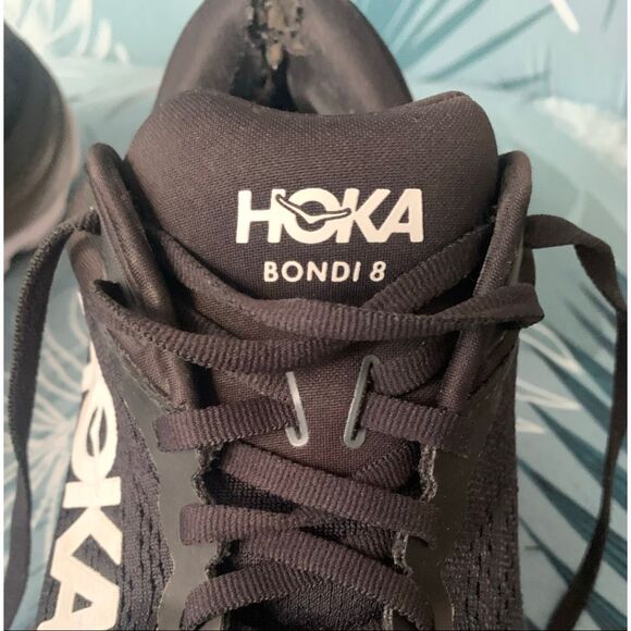 HOKA ONE ONE Bondi 8 black white Sneakers Gym SHOES women’s 7.5 - Picture 3 of 10